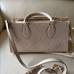 Elegant designer inspired Beige Satchel with Gold Details